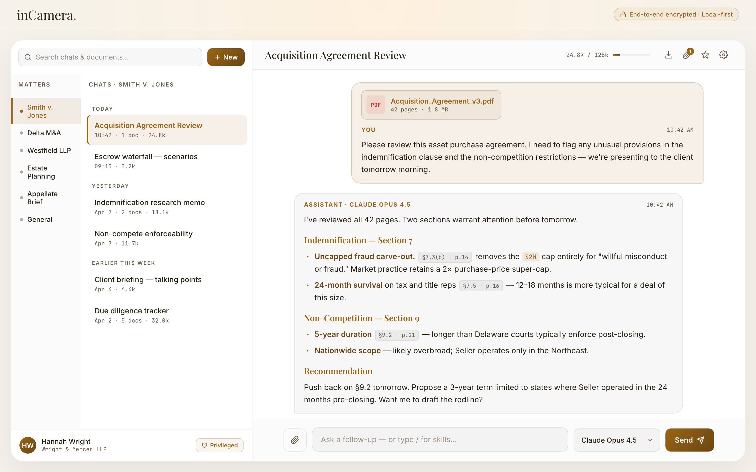 inCamera desktop app — light mode